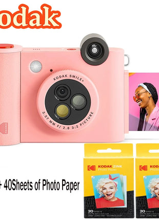 Stampante fotografica portatile Kodak Smile + Instnt Fotocamera Foto e macchina da stampa integrata aggiunge regalo per festival di carta fotografica Kodak Zink