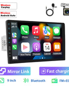 Hikity 9'' Car Stereo Radio 1 Din Carplay Android auto autoradio with Bluetooth FM Radio Receiver Support Mirror Link USB - Riparo82
