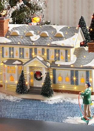 Casa natalizia in resina luminosa Casa per auto di Babbo Natale Decorazione per garage per le vacanze rurali Decorazione per il desktop Statua Regalo di Natale