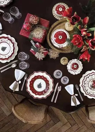 Tesoro tedesco Porcellana dura Giocattolo natalizio Joy Piatto piano multi-angolo Tazza di Natale Piattino Ciotola Candeliere Stili multipli - riparo82