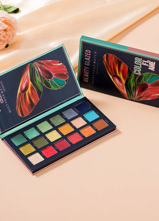 Butterfly 18 Color Eyeshadow Palette, Natural Matte Shimmer Metallic Satin Finish Eyeshadow, Charming Nude Makeup  Tray - Riparo82