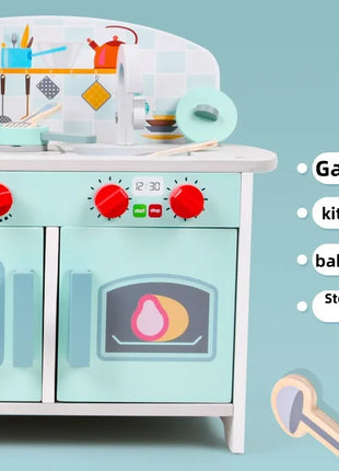 Set da gioco per mini frigorifero da cucina per bambini in legno - Pentole realistiche per giochi di finzione Regali di compleanno unisex per ragazzi e ragazze - riparo82