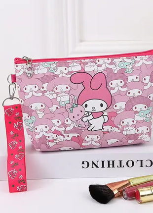 Kawaii Cartoon PU Kuromi HelloKitty Makeup Bag Cute MyMelody Cinnamoroll Large Capacity Handbag Lipstick Storage Bag Girls Gifts - Riparo82