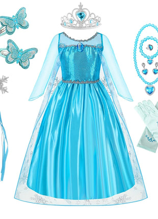 Disney Elsa Anna Abiti da principessa Ragazze vestono Bambini Cosplay Frozen Snow Queen Costumi Carnevale Festa di compleanno Abiti fotografici