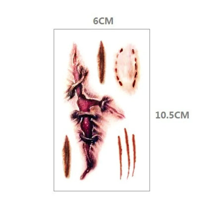 10pcs Halloween Bloody Wound Tattoo Stickers Trick Scary Waterproof Temporary Tattoo DIY Fake Tattoo Halloween Party Decoration