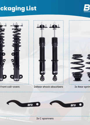 4x Coilovers per BMW Serie 3 E36 Coupé 2WD 1991-1999 Sospensione anteriore posteriore