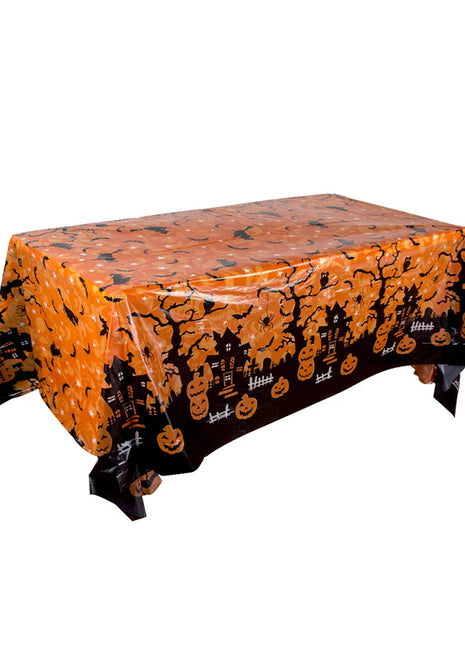 Halloween Decoration Tablecloth,Disposable Pumpkin Spider Web Bat Plastic Table Cover,Halloween Party Home Table Decor - Riparo82