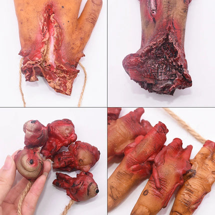 Halloween Horror Hanging Pendant Fake Dead Mouse Bat Broken Hand Feet Halloween Party Home Haunted House Scary Decoration Props