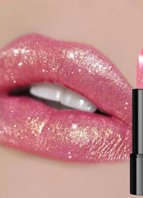 1 PC Glitter Lipstick, a pressable pearlescent lipstick, is very shiny like crushed diamond particles, smooth and long-lasting, - Riparo82