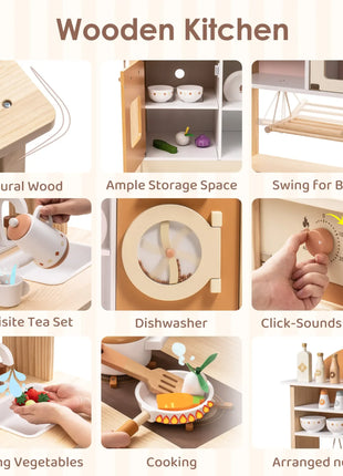 Robotime Cucina da gioco in legno Set da gioco da cucina per bambini Lavatrice Lavastoviglie Set da gioco da cucina per bambini Regalo per ragazzi e ragazze Caramello - riparo82