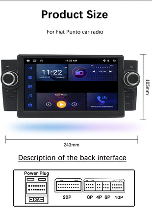 7"Wireless Carplay AutoRadio 2 din Android 14 For Fiat Grande Punto Linea 2009-2015 Multimedia Screen Audio GPS Navigation RDS - Riparo82
