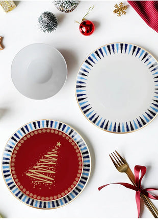 Set di stoviglie in porcellana di cervo nordico Ins per la casa, hotel, bistecche, piatti da dessert, tazze, decorazione per la disposizione degli alimenti occidentali, regalo di Natale - riparo82