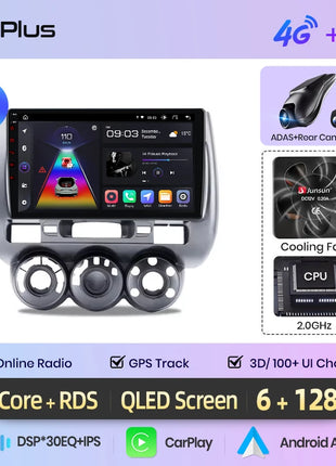 Junsun Wireless CarPlay Android Auto Car Radio for Honda Fit Jazz City 2002 2003 2004-2007 RDS GPS 4G WIFI Multimedia autoradio - Riparo82