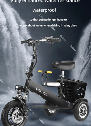 Lightweight Mobility Scooter Foldable With Basket For Adults Electric Scooter Senior Triple Shock Absorption 500W Trike 2 Seats - Riparo82
