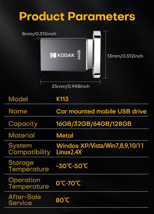 KODAK K113 Mini chiavetta USB USB3.2 Pen Memory Drive ad alta velocità 140 MB/s 16 GB 32 GB 64 GB 128 GB UDisk memoria portatile per PC per auto