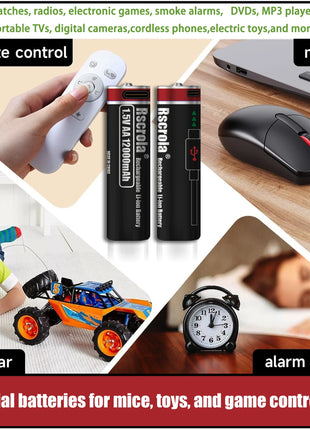 Batterie ricaricabili ad alta capacità AA12000mAh AAA 8000mAh Batterie ricaricabili AA agli ioni di litio Batteria AAA con cavo USB-C - riparo82