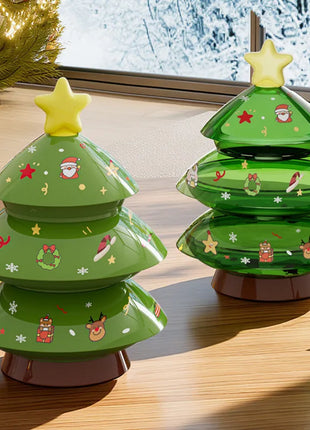 3 strati Natale Creativo Forma dell'albero di Natale Caramelle Snack Noci Frutta secca Piatto di plastica Snack Piatti Ciotola Vassoio per la colazione a h - riparo82