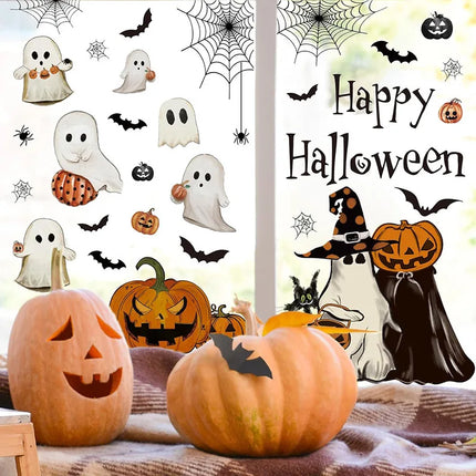 Halloween Window Stickers Pumpkin Living Room Glass Window Decoration Electrostatic Stickers Ghost Helloween Stickers