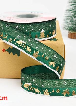 Nastro natalizio stampato da 5 metri Nastro natalizio in poliestere per design fatto a mano Decorazione natalizia Confezione regalo bouquet torta fai da te - riparo82
