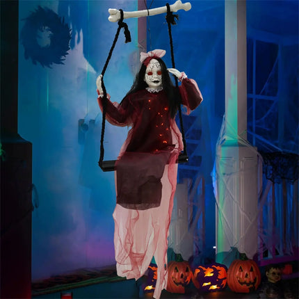 Halloween Hanging Ghosts Swing Girl Purple Female Ghost Halloween Outdoor Decoration Party Home Outdoor Yard Garden Horror Decor