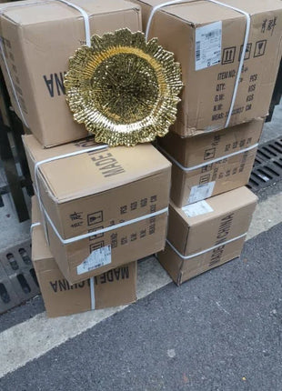 150/300pc Piatti caricabatterie rotondi Centrotavola Piatto di presentazione in plastica Set Decorazioni per la tavola Matrimoni Banchetti Natale - riparo82