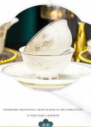 Fai da te 1 PC Jingdezhen piatti a ciotola di fascia alta, stoviglie combinate senza ceramica - riparo82