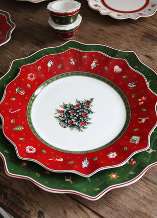 Tesoro tedesco Porcellana dura Giocattolo natalizio Joy Piatto piano multi-angolo Tazza di Natale Piattino Ciotola Candeliere - riparo82