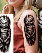 1 Sheet Full Arm Evil Witch Vampire Temporary Tattoos Sleeve Halloween Scary Skull Tatoo Waterproof Horrible Fake Tattoo Sticker - Riparo82