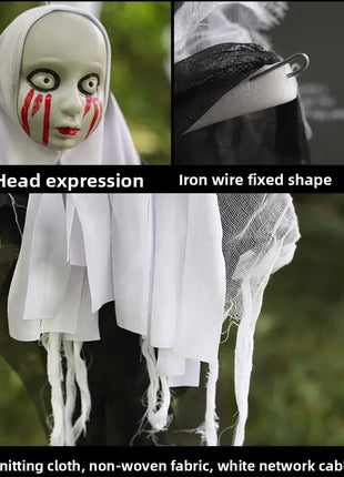 Halloween Outdoor Decoration Skull Gauze Hanging Ghost Skull Pendant Bar Haunted House Secret Room Scene Layout Horror Props - Riparo82