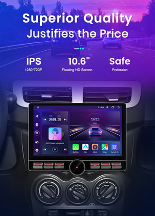 Junsun 10.6 Inch Universal Rotatable 1DIN 2DIN Car Radio Wireless CarPlay Android Auto Touch Screen Multimedia GPS autoradio - Riparo82