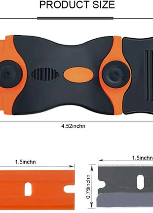 Plastic & Metal Razor Blade Scraper, Window Glass Cleaner, Vinyl Film & Adhesive Remover Tool for Car & Home - Riparo82