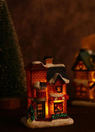 Decorazioni per la casa Figurina di Capodanno Mini resina artigianale Decorazione natalizia luminosa Decorazione della casa del villaggio Luce a LED