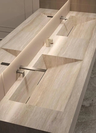 Set da toeletta in pietra senza cuciture, mobiletto da bagno con lavabo monopezzo, lavabo singolo e doppio, resistente alle macchie e durevole, personalizzabile