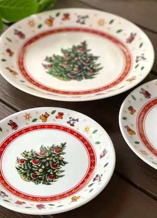 Set di piatti natalizi in ceramica ad alta temperatura, albero di Natale, piatto per cibo occidentale, bella tazza da caffè, ciotola, set natalizio di varietà ricca - riparo82