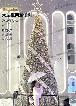 2025 Nuovo grande albero di Natale di fascia alta con cornice floccata albero pacchetto denso con luci disposizione della decorazione natalizia