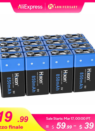 Nuovo 6f22 9v 850mah Batteria ricaricabile agli ioni di litio 9V Multimetro Microfono al litio Metal Detector Cavo remoto, Rilevatore di fumo - riparo82