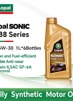 Lopal SONIC 9288,5W-30,SP,GF-6A 1L*6 Bottiglie Olio Motore Auto Protezione Avanzata 6L Lubrificante Olio Motore Sintetico Completo per Auto