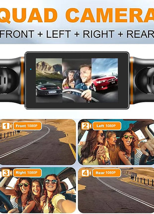 Car Dash Cam 4 Channel Black Box With GPS WIFI FHD 1080P Front Driving Camera Left Right Rear Night Vision 24H Parking Monitor - Riparo82