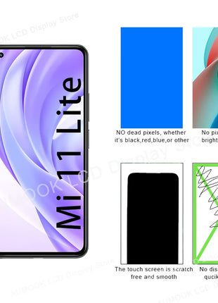 Display AMOLED Per Xiaomi Mi 11 Lite LCD M2101K9AG M2101K9 Touch Screen Digitizer Assembly Per Xiaomi Mi 11 Lite 5G Display LCD - riparo82
