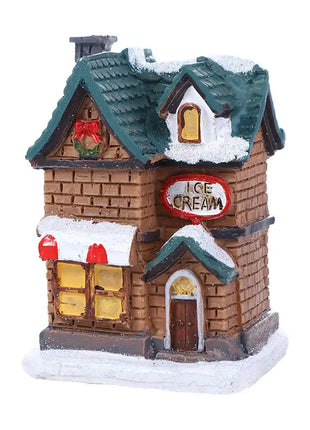 Decorazioni per la casa Figurina di Capodanno Mini resina artigianale Decorazione natalizia luminosa Decorazione della casa del villaggio Luce a LED