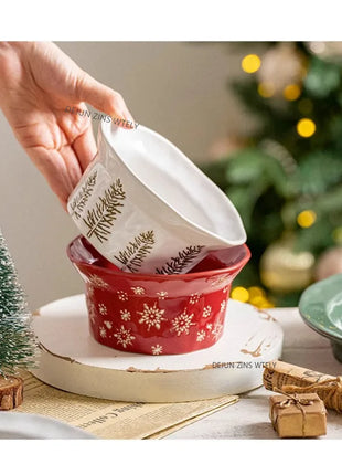 1PC squisito stoviglie natalizie piatti in ceramica piatti per insalata di frutta colazione tazze per il latte cucina domestica ciotole per noodle in ceramica - riparo82