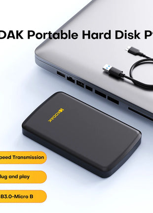 KODAK HDD Disco rigido esterno portatile da 2,5" 500 GB/1 TB USB 3.0 Archiviazione da gioco da 5 Gbps compatibile per PC, Mac, PS4, desktop, MacBook