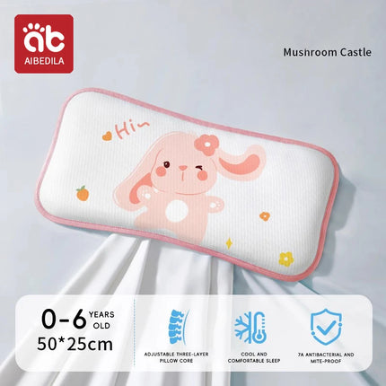 Children Sleeping Pillow For 0-6Y Kids Cartoon Panda Pillows Summer Breathable Cool Ice Silk Pillows Baby Bedding