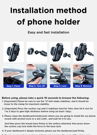 Dashboard Phone Holder for Car【360° Widest View】9in Flexible Long Arm, Universal Handsfree Auto Windshield Air Vent Phone Mount - Riparo82