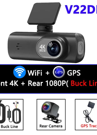 Dash Cam 4K UHD for Car Camera Front Rear Dual Lens With GPS WiFi 24h Parking Mode Night Vision Car DVR Video Registrator - Riparo82