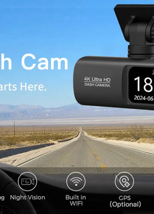 Dash Cam 4K UHD for Car Camera Front Rear Dual Lens With GPS WiFi 24h Parking Mode Night Vision Car DVR Video Registrator - Riparo82
