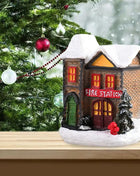 Resina natale LED scena luminosa casa della neve piccola casa del villaggio ornamento di natale decorazione bagliore regalo di capodanno 2023