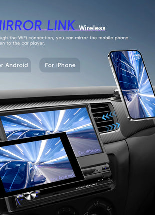 Hikity Carplay 4+64G Android 1Din Car Multimedia Player Retractable Screen GPS Navigation WIFI Bluetooth 1din autoradio No DVD - Riparo82