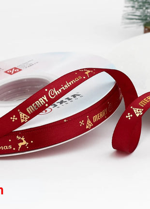 Nastro natalizio stampato da 5 metri Nastro natalizio in poliestere per design fatto a mano Decorazione natalizia Confezione regalo bouquet torta fai da te - riparo82