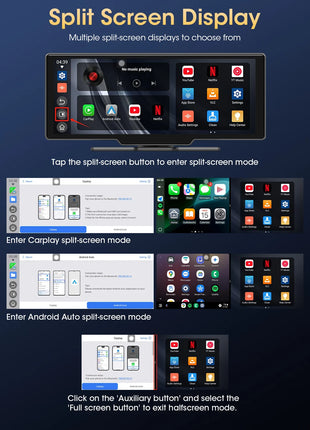 10.26" Wireless Carplay Android Auto Screen Car Radio Multimedia Video Player Rearview Camera Automotive Accessories 5G WIFI FM - Riparo82